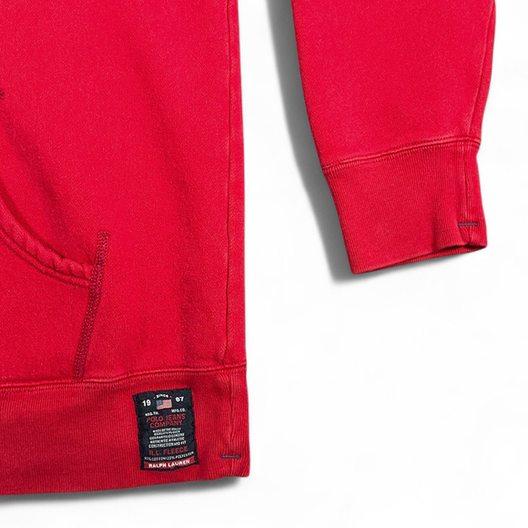 Vintage Polo Jeans Company Sweater Adult LARGE Red Ralph Lauren Hoodie 67 90s - Picture 6 of 11